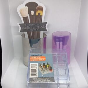 Lot Of 3 Makeup Holders Brushes For Women New